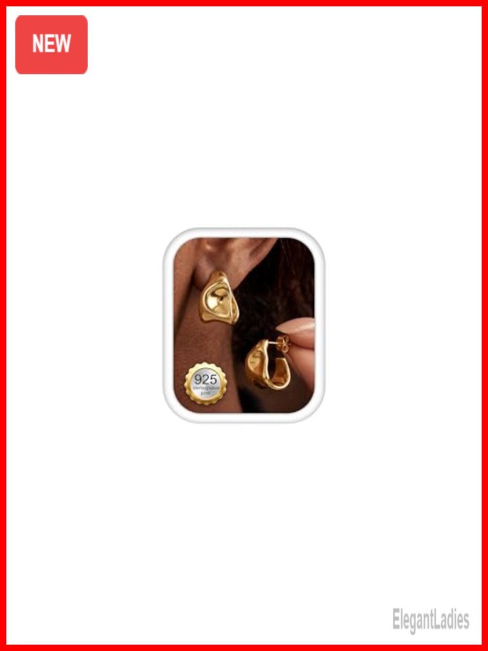 Chunky Gold Plated Stud Earrings Sterling Silver Hypoallergenic